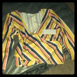 Stylish Striped Wrap Top